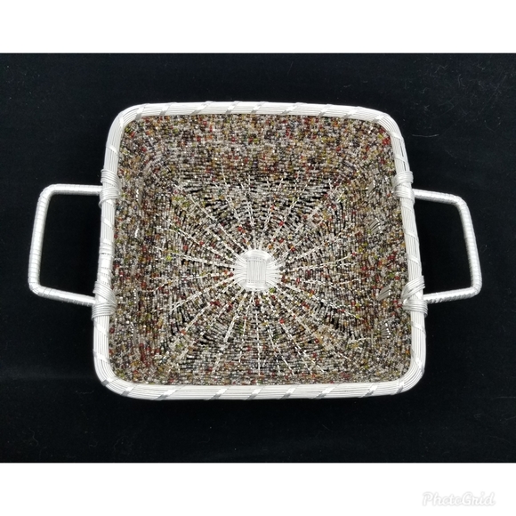 Other - Handmade Square Aluminum Seed Bead Wire Basket